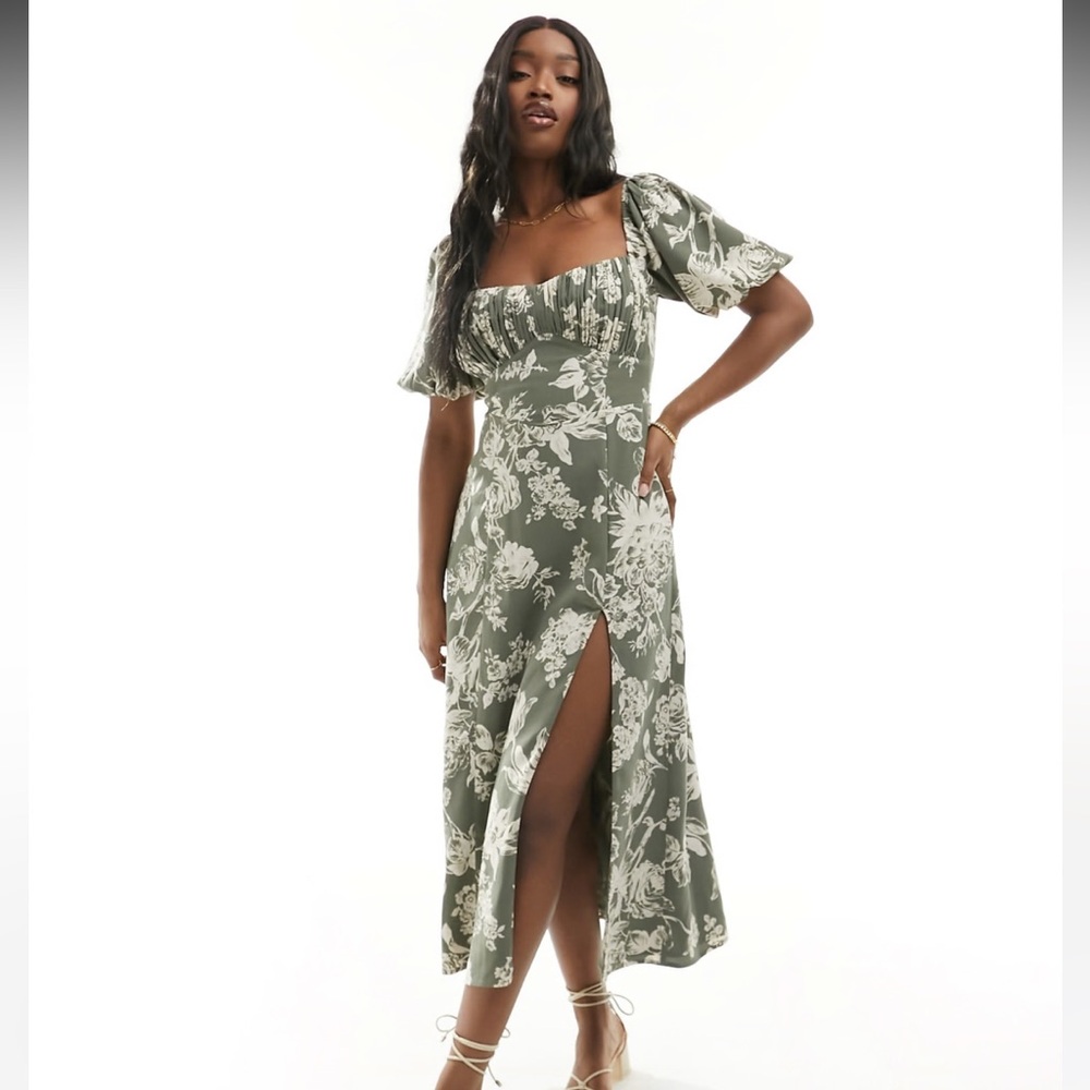 Abercrombie Puff Sleeve Midi Dress